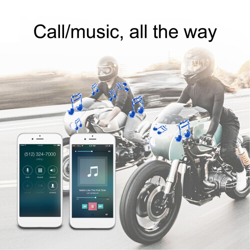 Casque Bluetooth moto BT5.0 180mAh, Taille unique, Noir 2