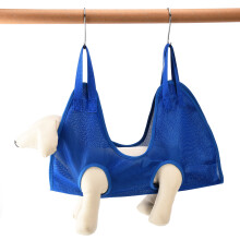 Sling da toelettatura per cani S, rete blu e acciaio inossidabile.