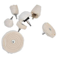 Kit de polissage pour métal et verre, 7 pièces, roues de polissage en flanelle de coton avec tige de 1/4 po