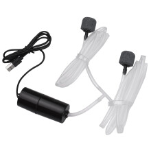 Pompe à air USB pour aquarium portable, avec pierre à air, tuyau et clip de suspension.