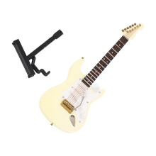 Mini chitarra elettrica modello 18x5,6 cm, stand bianco
