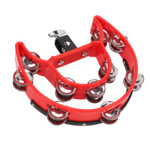 Tamburello rosso a doppia fila, con 10 campanelle, 22x21x5 cm