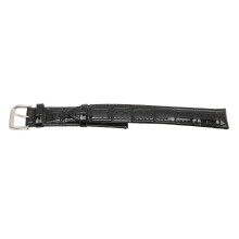 Bracelet de montre en cuir PU noir avec boucle à ardillon en alliage réglable de rechange