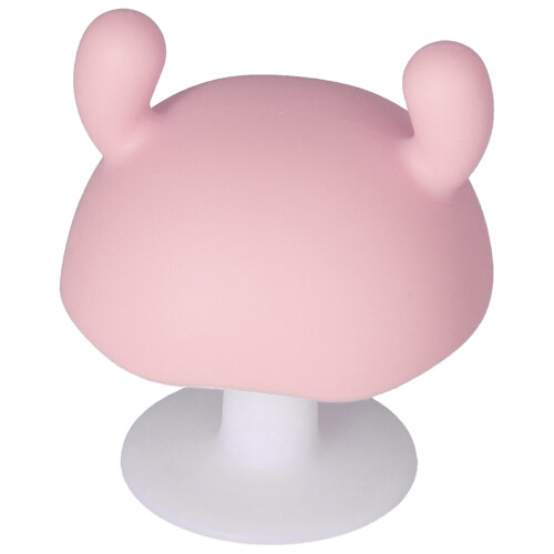 Anneau de dentition champignon - 8 cm silicone alimentaire rose