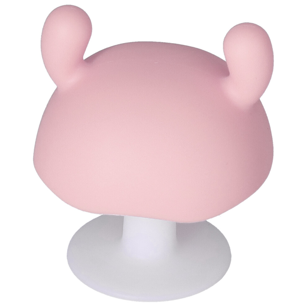 Baby Teething Toy Mushroom Shaped Food Grade Silicone Baby Teether for Infant Over 4 MonthsPink