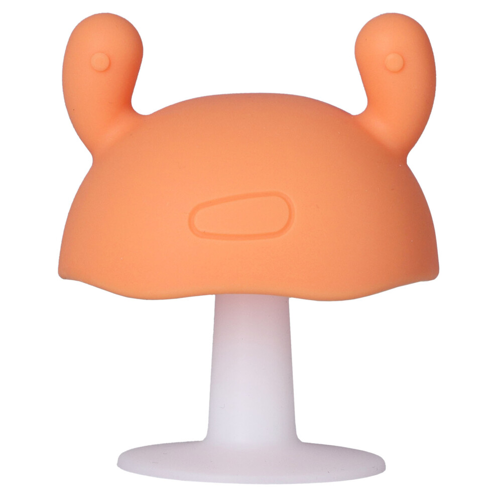 Baby Teething Toy Mushroom Shaped Food Grade Silicone Baby Teether for Infant Over 4 MonthsOrange