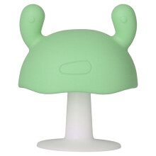 Baby Teething Toy Mushroom Shaped Food Grade Silicone Baby Teether for Infant Over 4 MonthsGreen