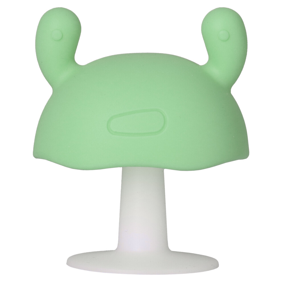 Baby Teething Toy Mushroom Shaped Food Grade Silicone Baby Teether for Infant Over 4 MonthsGreen