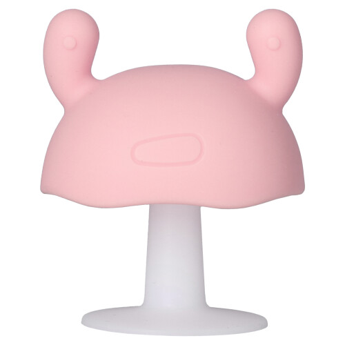 Anneau de dentition champignon - 8 cm silicone alimentaire rose 1