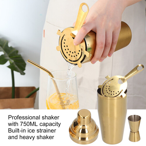 Ensemble doré 750 ml shaker de bar en acier inoxydable 2