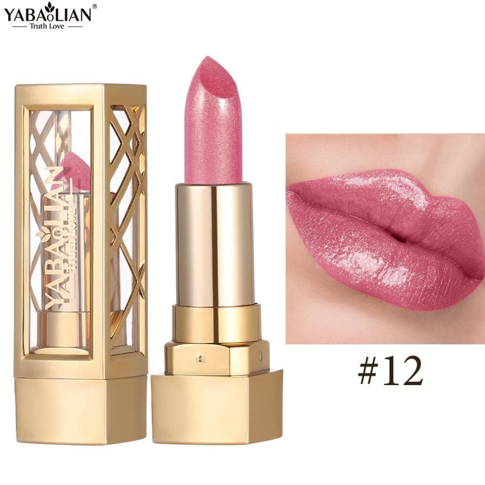 (12) Shimmer Lipstick Pearlescent Gloss Lipstick Metallic Lip Color Velvet Matte Glitter Lipstick Waterproof Lipstick Nude Moisturizing Lip Glaze