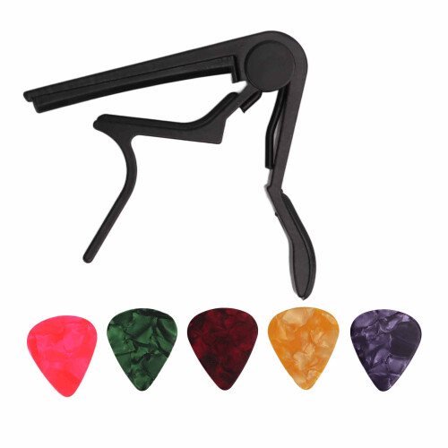 Capodastre à dégagement rapide - kit de serre-cordes - 5 pièces - noir 1