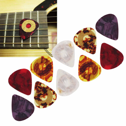10 médiators de guitare en celluloïde colorés, antidérapants