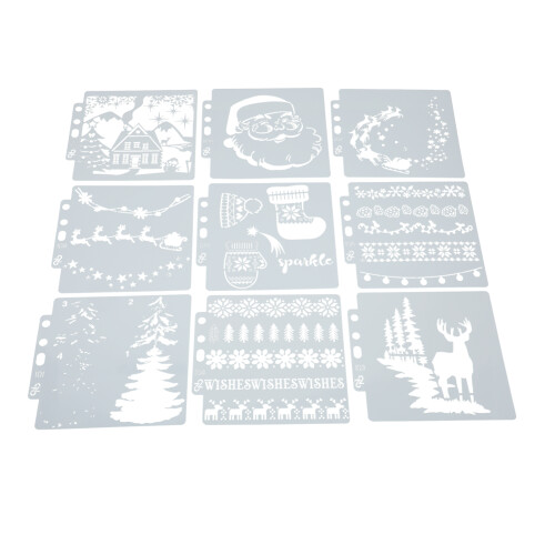 Set di stencil in PET da 9 pezzi, modello mandala, riutilizzabile