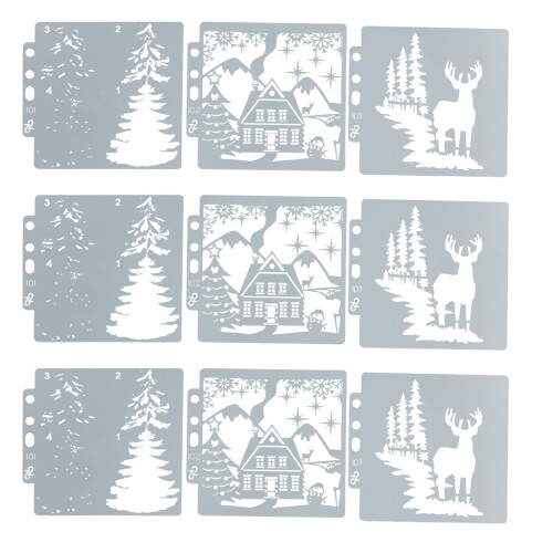 9 pezzi stencil natalizi in PET, modelli vuoti 1