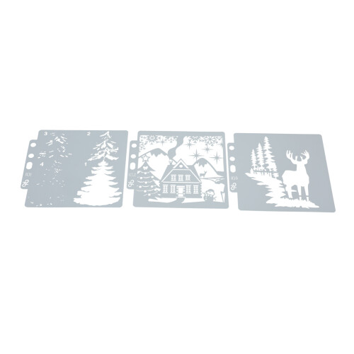 9 pezzi stencil natalizi in PET, modelli vuoti 2