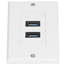 Plaque murale USB 3.0 à 2 ports, ABS, 70x115mm, charge