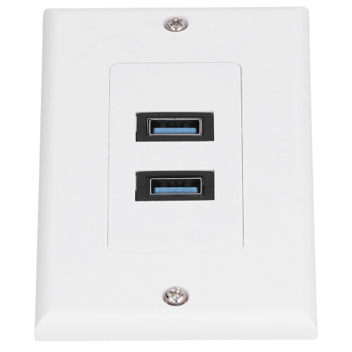 Plaque murale USB 3.0 à 2 ports, ABS, 70x115mm, charge