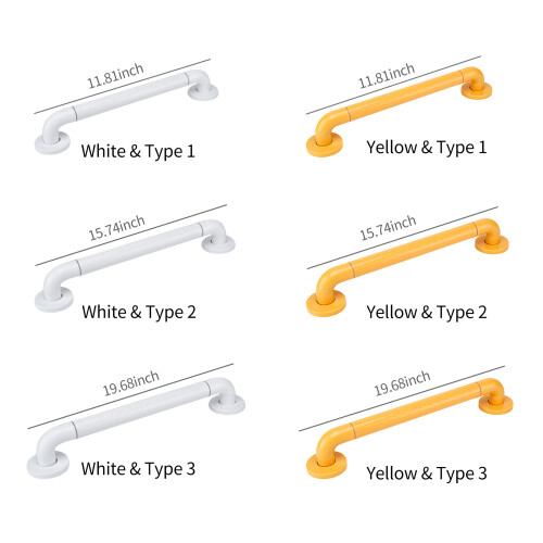 Type 1-3 30/40/50 cm Barre d'appui en inox Blanc/Jaune