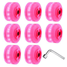 Ensemble de roues LED de 8 pièces, 58x32 mm, PU 78A, bleu/blanc/rose