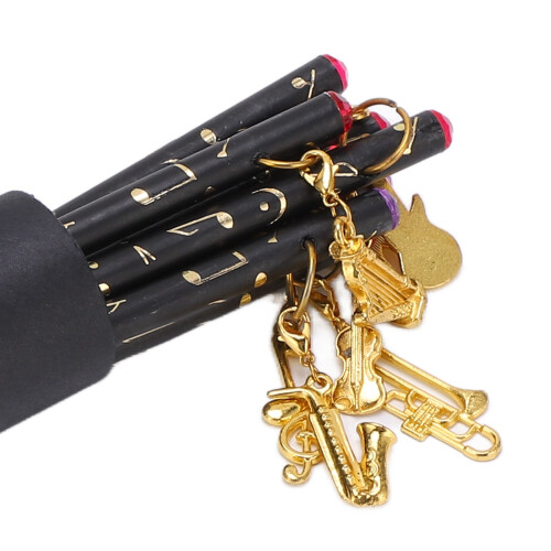 Set de 8 crayons musicaux avec pendentif en forme de note - noir 2