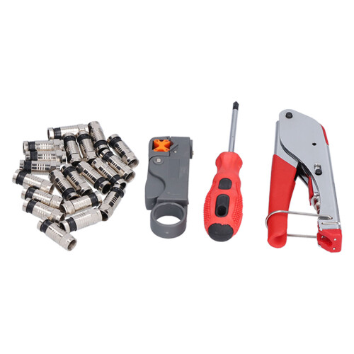 Kit d'outils de sertissage coaxial: ABS + acier à outils