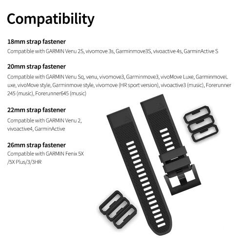 10 pièces d'attaches en silicone pour sangles 18/20/22/26 mm Noir 2