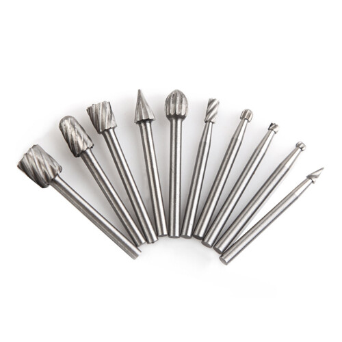 Set di 10 punte in carburo, gambo da 1/8, tagliente da 1/4, argento 2