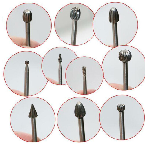 Set di 10 punte in carburo, gambo da 1/8, tagliente da 1/4, argento 1