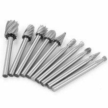 Set di 10 punte in carburo, gambo da 1/8, tagliente da 1/4, argento