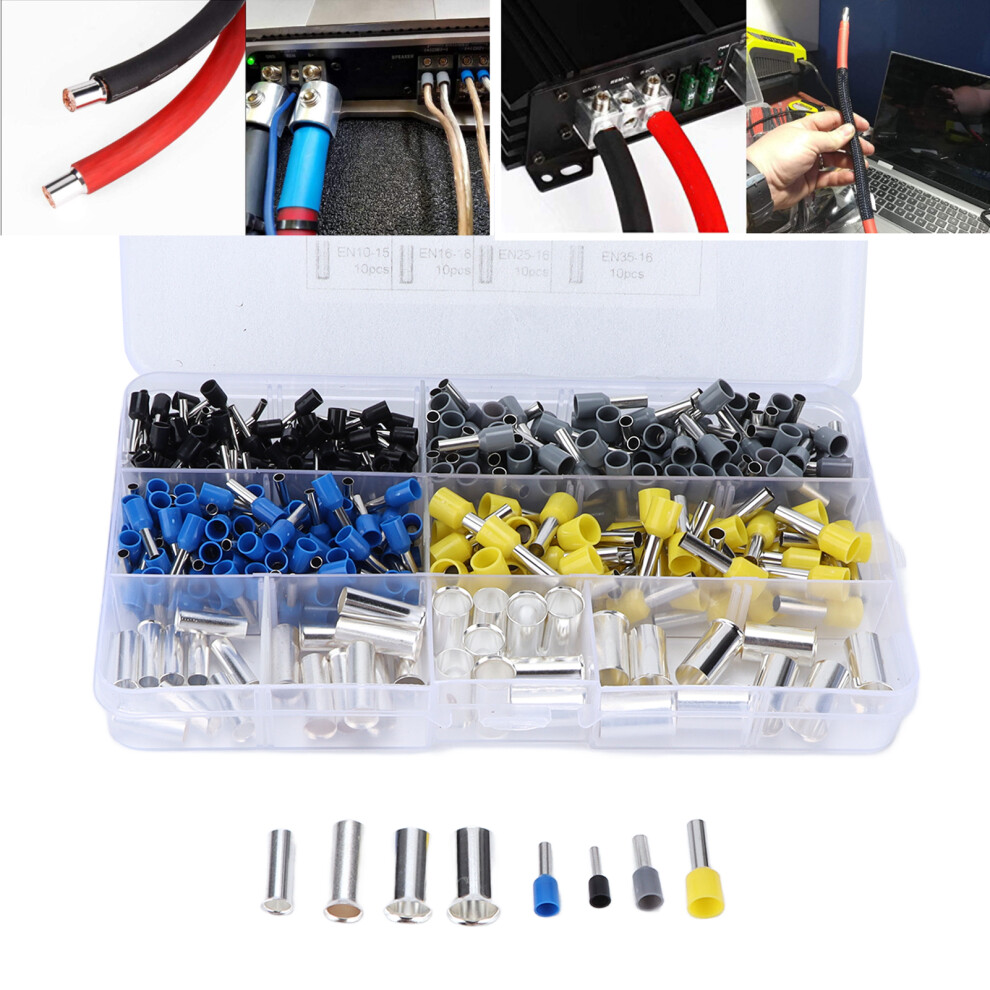 390 Pcs Crimp Wire Ferrule Kits Anti Corrosion Quick Installation Terminals Connector Sleeves For Cables Electricians 4651322117097