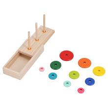 Tour de Hanoï puzzle en bois à 10 anneaux, boîte de rangement