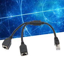 Cavo adattatore Ethernet RJ45 CAT7 da 1 a 2 porte nero