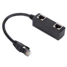 Adattatore splitter RJ45 da 1M a 2F, ABS nero, CAT7