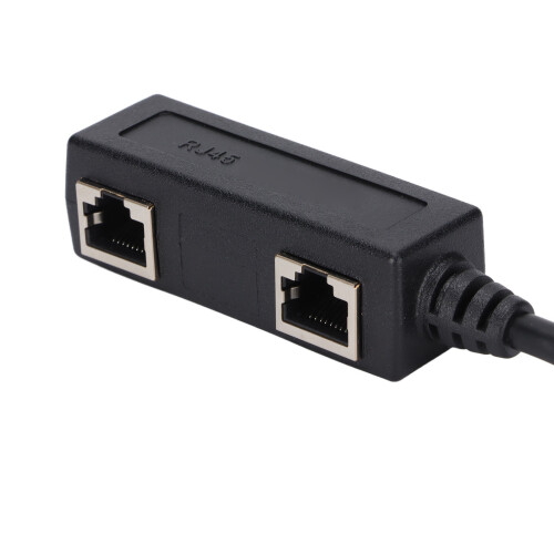 Adattatore splitter RJ45 da 1M a 2F, ABS nero, CAT7 2