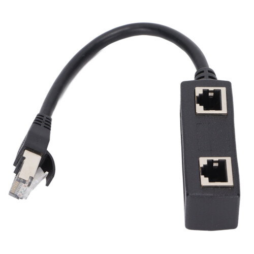 Adattatore splitter RJ45 da 1M a 2F, ABS nero, CAT7 1
