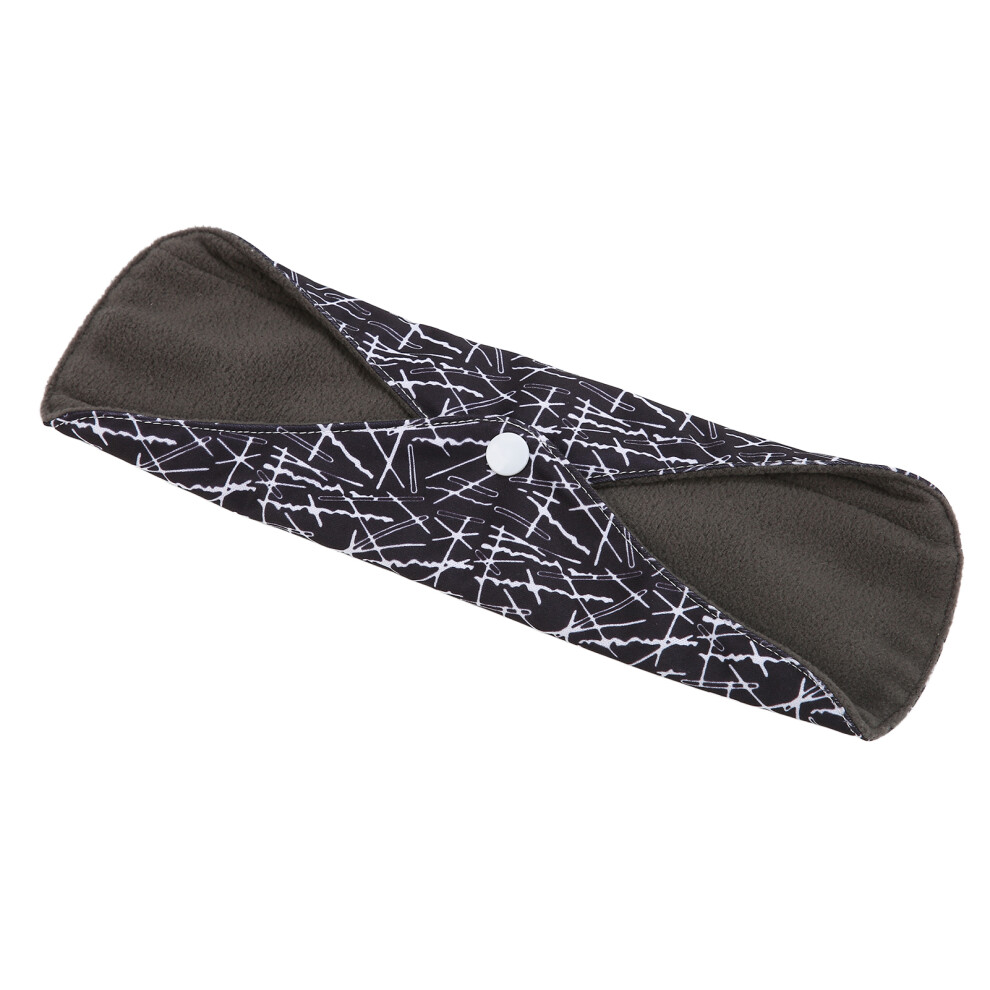 2pcs Women Sanitary Pad Washable Reusable Bamboo Carbon Fiber Feminine Menstrual PadsBlack