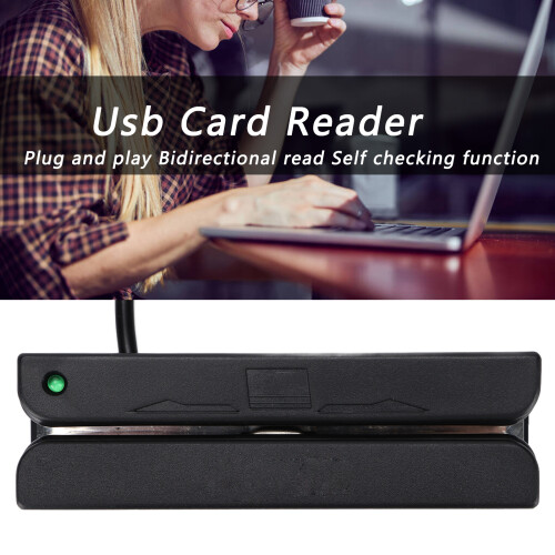 Credit Card Reader USB Plug and Play Support Bidirectional Read Wide Application Card Swiper for Bank POS Authentication 2
