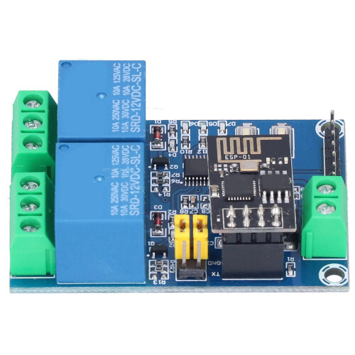 ESP-01 Relè WiFi a due canali 12V 10A Mini Nero 1