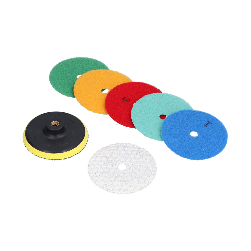 6Pcs Dry Diamond Polishing Pads 1Pc Backer Polish Kit For Grinding Granite Marble 4In 4951322126380
