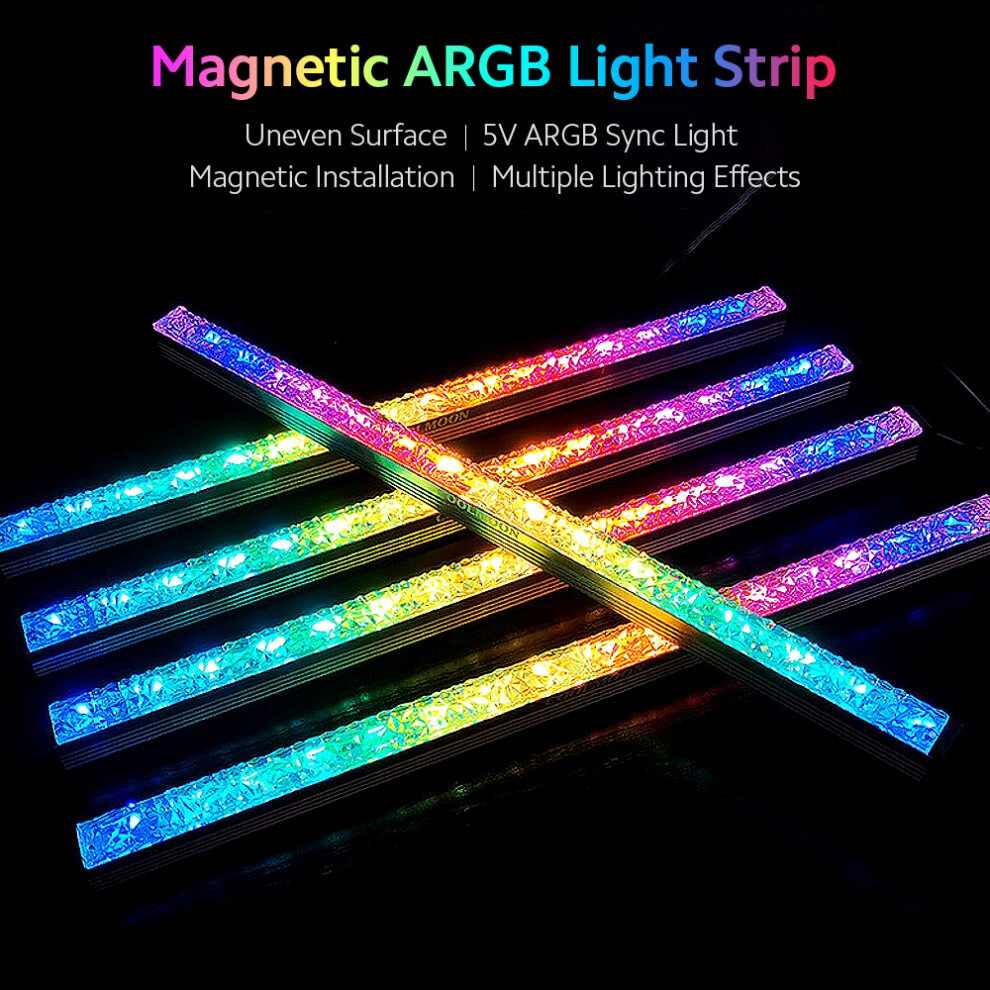 COOLMOON ARGB Diamond-Like LED Strip Magnetic RGB Light Bar Rainbow PC Case Light Bar with 5V 3Pin ARGB Header Sync Lighting Effect-image-OPC-PHVX6BY-NEW