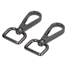 Fermoir mousqueton et anneau en D, 20 pièces, 5 x 2,3 cm, noir