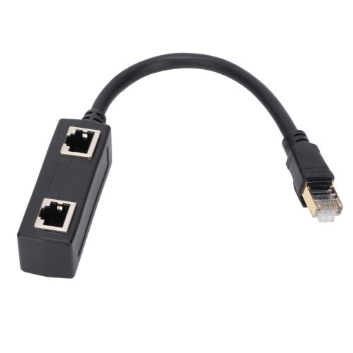 Splitter Ethernet CAT8 Nero, Nucleo placcato d'oro, ABS 2