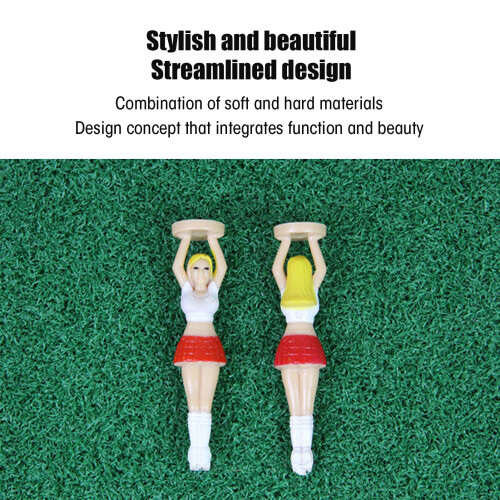 3 pièces de tees de golf Cheerleader - 75mm ABS, tel que montré 2