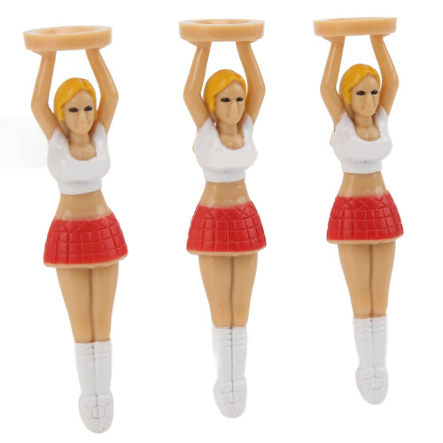 3 pièces de tees de golf Cheerleader - 75mm ABS, tel que montré