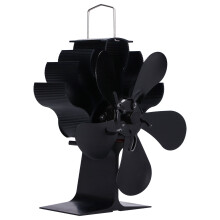 Stove Fan Single Head 5 Blade Wood Burning Fireplace Fan with Thermometer Heat Powered Circulating Heating Air
