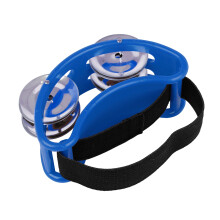 Tambourin de pied - 4 paires de grelots, 10,5x7x5 cm, rouge