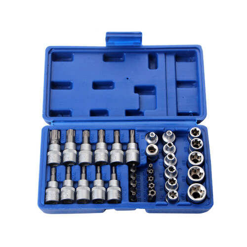 Set di bussole E-Torx da 34 pezzi, 3/8'' & 5/16'', cromato 2