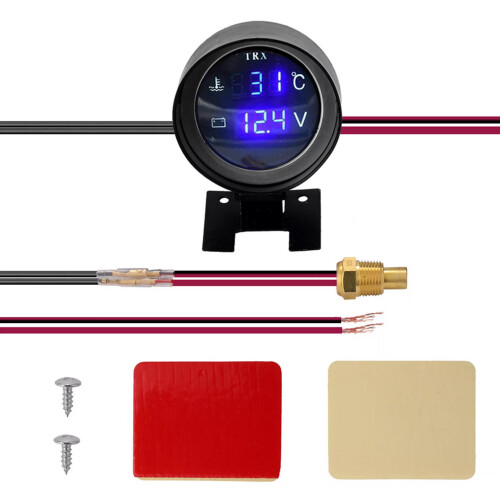 2 in 1 strumento per auto 12V/24V Temperatura dell'acqua + voltmetro 2