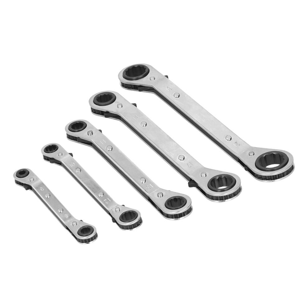 5Pcs Ratchet Wrench Double End Chrome Vanadium Steel Multifunctional Ratcheting Spanner Set 6921322137165